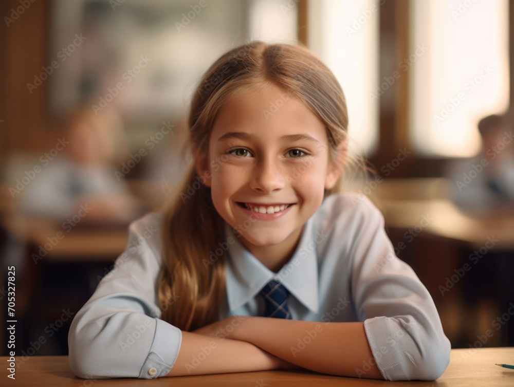 Girls' Education. Happy beautiful Girl is smilling. Generative AI Girls' Education. Happy beautiful Girl is smilling. Generative AI
