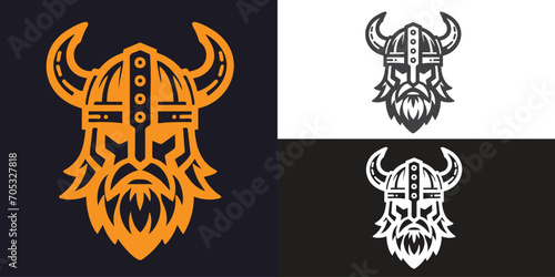Viking head logo using a Viking hat, suitable for use as an esport logo © Ikitah