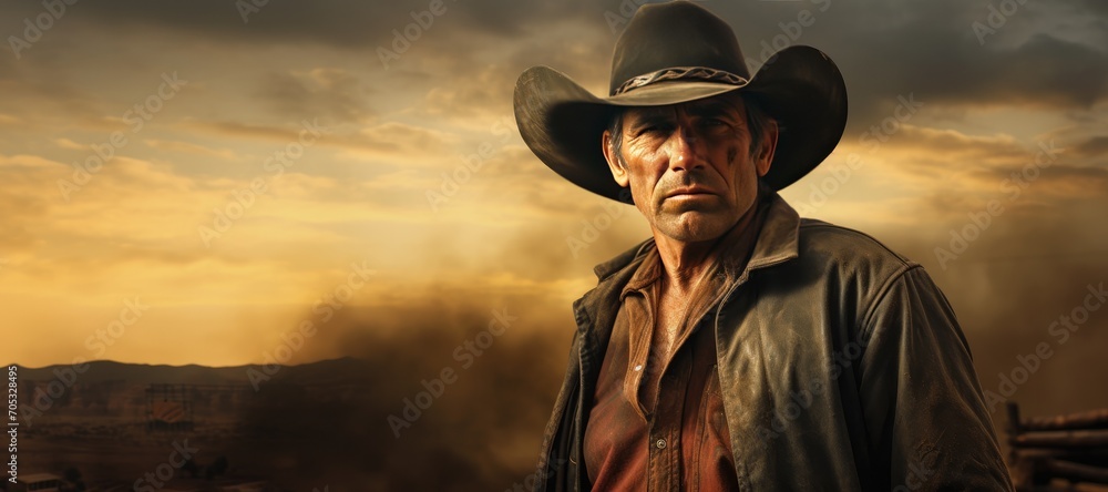 Old Cowboy Portrait with Space for Copy Old Cowboy Portrait with Space for Copy