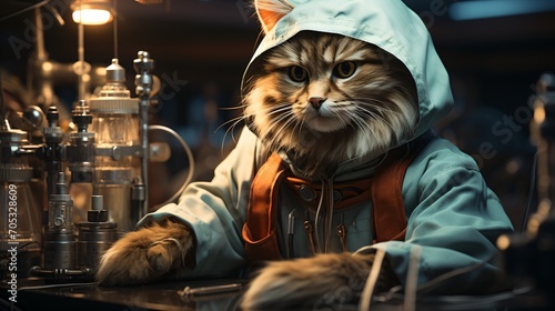 cat scientist in the laboratory