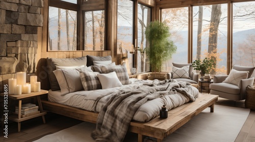 Modern rustic cozy bedroom interior design