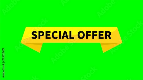 Special Offer Motion Video Yellow Ribbon Rectangle Shape On Green Screen Background For Advertisement Sale Business Marketing Social Media Information
