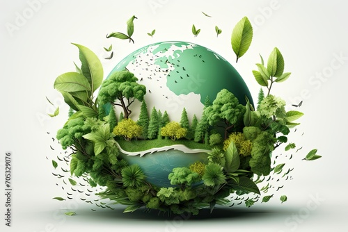 save the green planet concept with green Earth globe, Earth Day photo