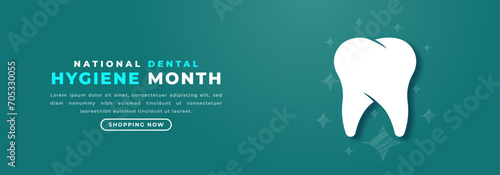 National Dental Hygiene Month Paper cut style Vector Design Illustration for Background, Poster, Banner, Advertising, Greeting Card