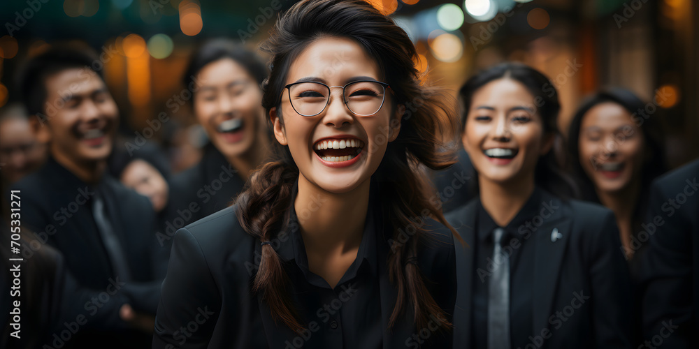 A Group of Young Asian Business Women in Elegant Business Suits A Group of Young Asian Business Women in Elegant Business Suits