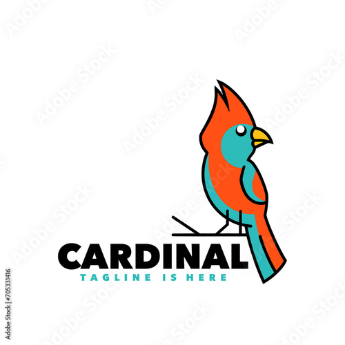 bird on a branch cardinal logo design template 