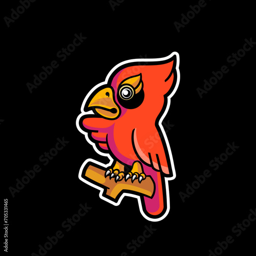 Cute cardinal funny cartoon logo illustration 