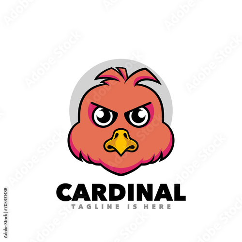Cardinal head angry mascot cartoon logo design illustration 