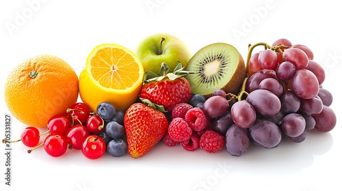 Including various types of fruits white background