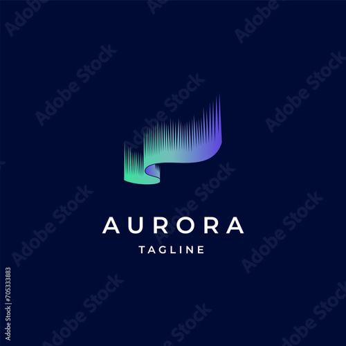 aurora logo design, modern northern lights sky aurora borealis icon logo design illustration