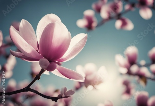 Beautiful magnolia branch isolated on anthracite background