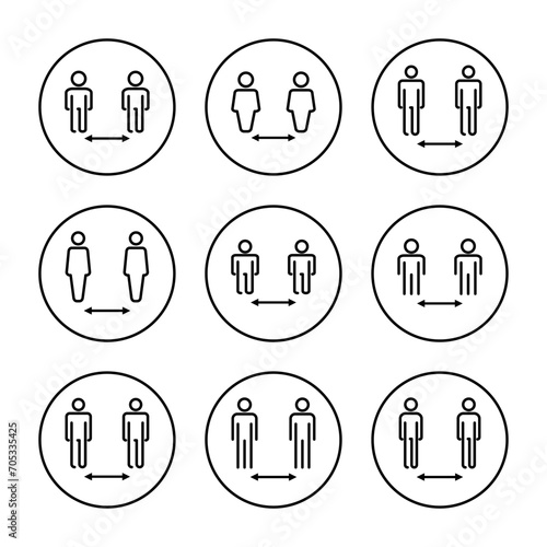 Social distance icon vector. social distancing sign and symbol. self quarantine sign