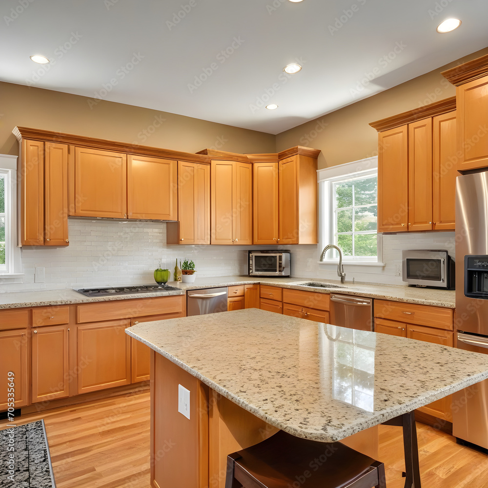 Amazing kitchen room with honey colored cabinets. Amazing kitchen room with honey colored cabinets.