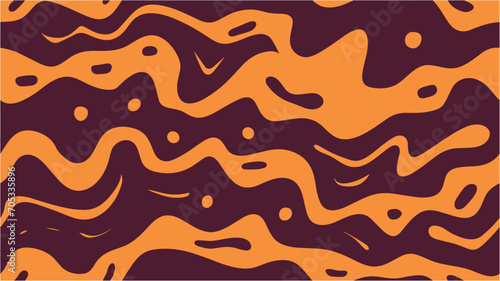 Psychedelic groovy spiral. Vintage background. Dynamics, smoothness and movement. Hippie style texture. Orange Wave Lines Pattern Abstract Background. Seamless.