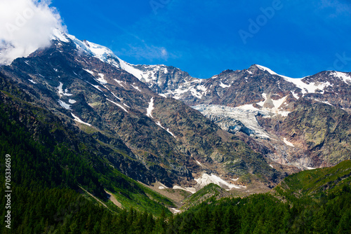 Scenic view of Alpine landscape on mountain Simplon Pass