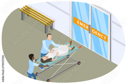 3D Isometric Flat  Conceptual Illustration of Urgent Giving Birth, Emergency photo