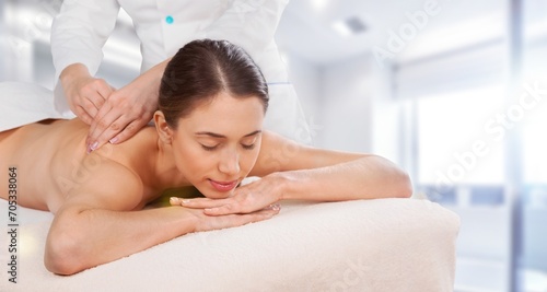 Spa massage relax young woman at beauty salon