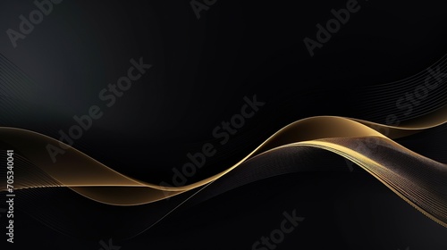 Abstract shiny color gold wave design element .golden curved yellow lines .with sparkling effect on dark background .Used for template or background, banner.