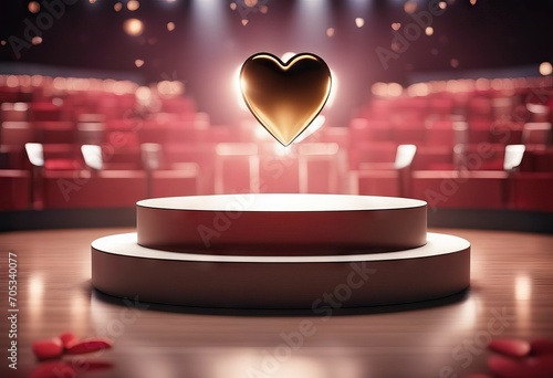 Stage podium with heart stock illustrationHeart Shape Three Dimensional Valentine's Day Holiday Backgrounds Couple photo