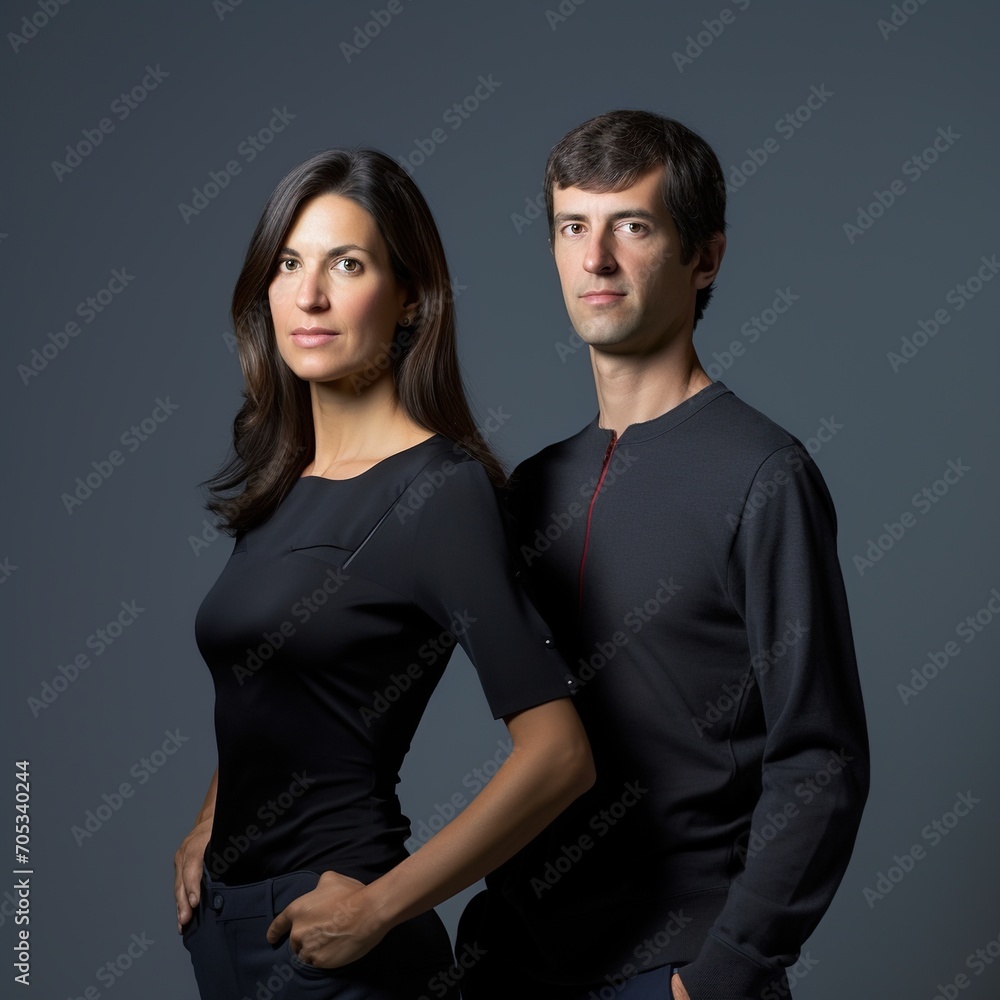 Portrait of a man and a woman in black shirts Portrait of a man and a woman in black shirts