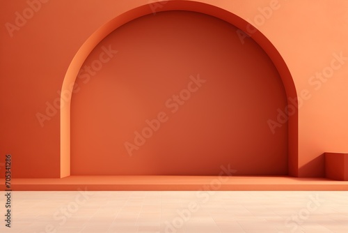 Illustration of a terracotta wall with a large arche. Architectural background photo