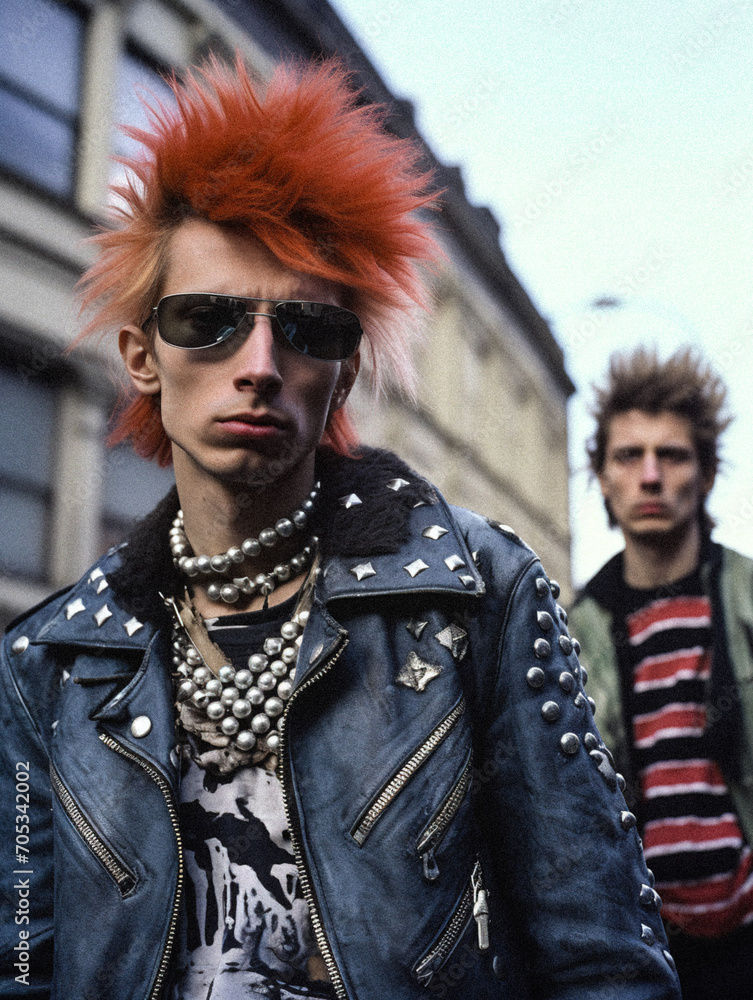 AI-Generated Portrait of 1970s Punk Youth AI-Generated Portrait of 1970s Punk Youth