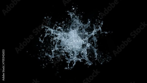 Super Slow Motion Shot of Real Water Splash Explosion from Surface Isolated on Black at 1000fps. photo