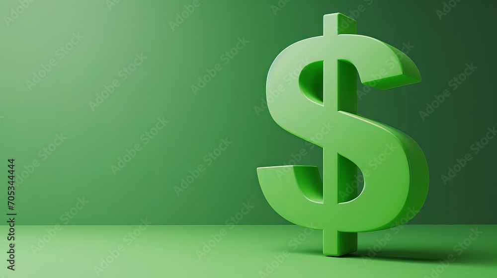 Dollar Sign on a green background. 3D Rendering. Dollar Sign on a green background. 3D Rendering.