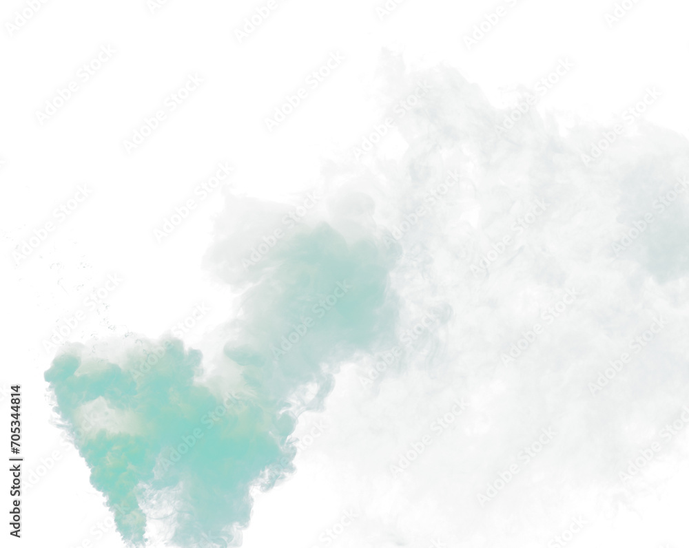 Green Dense Fluffy Puffs of White Smoke and Fog on black Background, Abstract Smoke Clouds, Movement Blurred out of focus. Smoking blows from machine dry ice fly fluttering in Air, effect texture