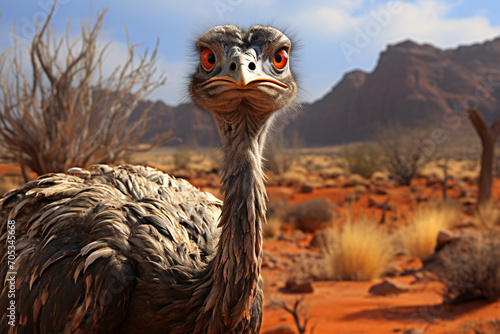 Ostrich head closeup outdoors