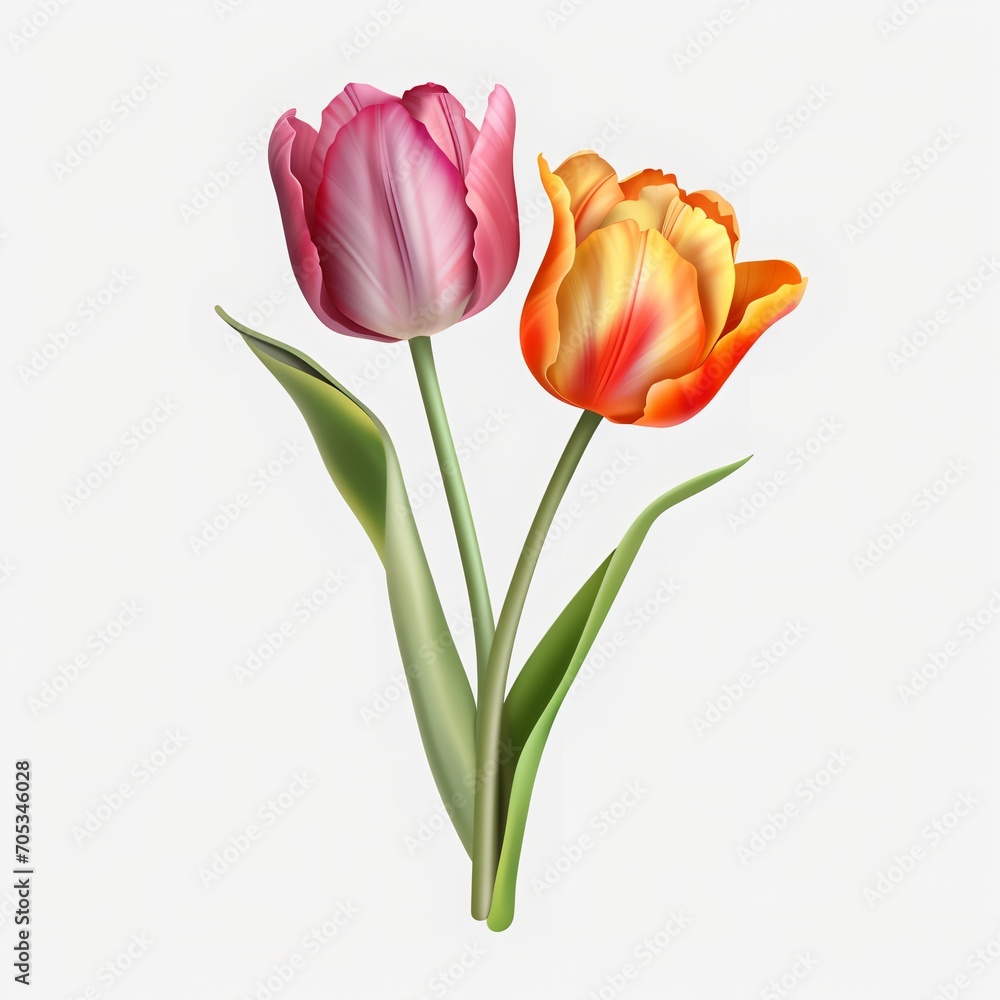 Two tulips on white background Two tulips on white background