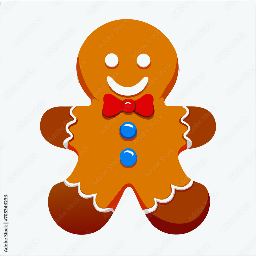Gingerbread man. New year cookies, sweets. Cute christmas gingerbread man in flat style isolated on white background. Christmas icon. Holiday winter symbols. Festive treats. Vector illustration.
Gingerbread man. New year cookies, sweets. Cute christmas gingerbread man in flat style isolated on white background. Christmas icon. Holiday winter symbols. Festive treats. Vector illustration.