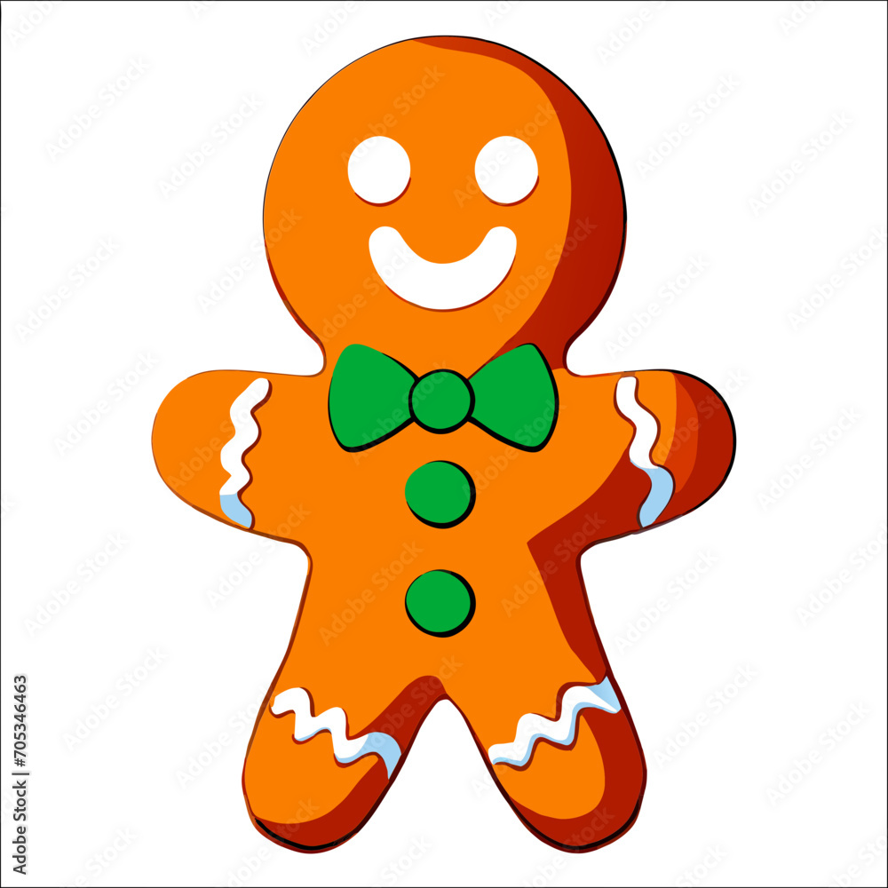 Gingerbread man. New year cookies, sweets. Cute christmas gingerbread man in flat style isolated on white background. Christmas icon. Holiday winter symbols. Festive treats. Vector illustration