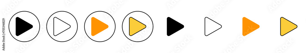 Play Icon set vector. Play button sign and symbol Play Icon set vector. Play button sign and symbol