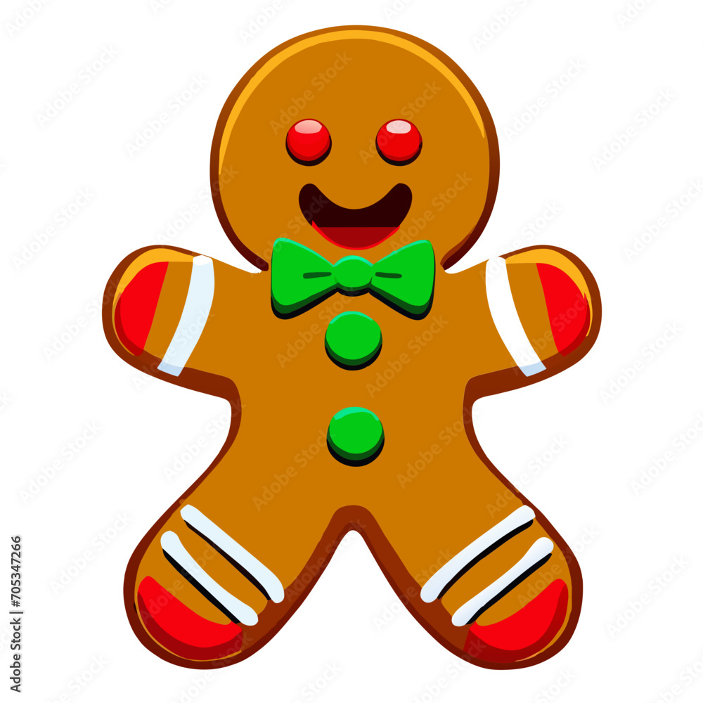 Gingerbread man. New year cookies, sweets. Cute christmas gingerbread man in flat style isolated on white background. Christmas icon. Holiday winter symbols. Festive treats. Vector illustration.
Gingerbread man. New year cookies, sweets. Cute christmas gingerbread man in flat style isolated on white background. Christmas icon. Holiday winter symbols. Festive treats. Vector illustration.