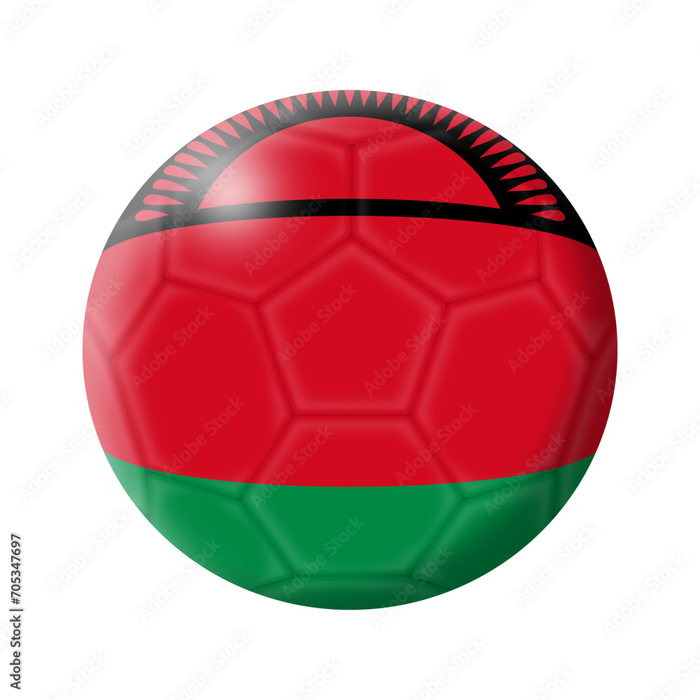 Fototapeta premium Malawi soccer ball football 3d illustration with clipping path