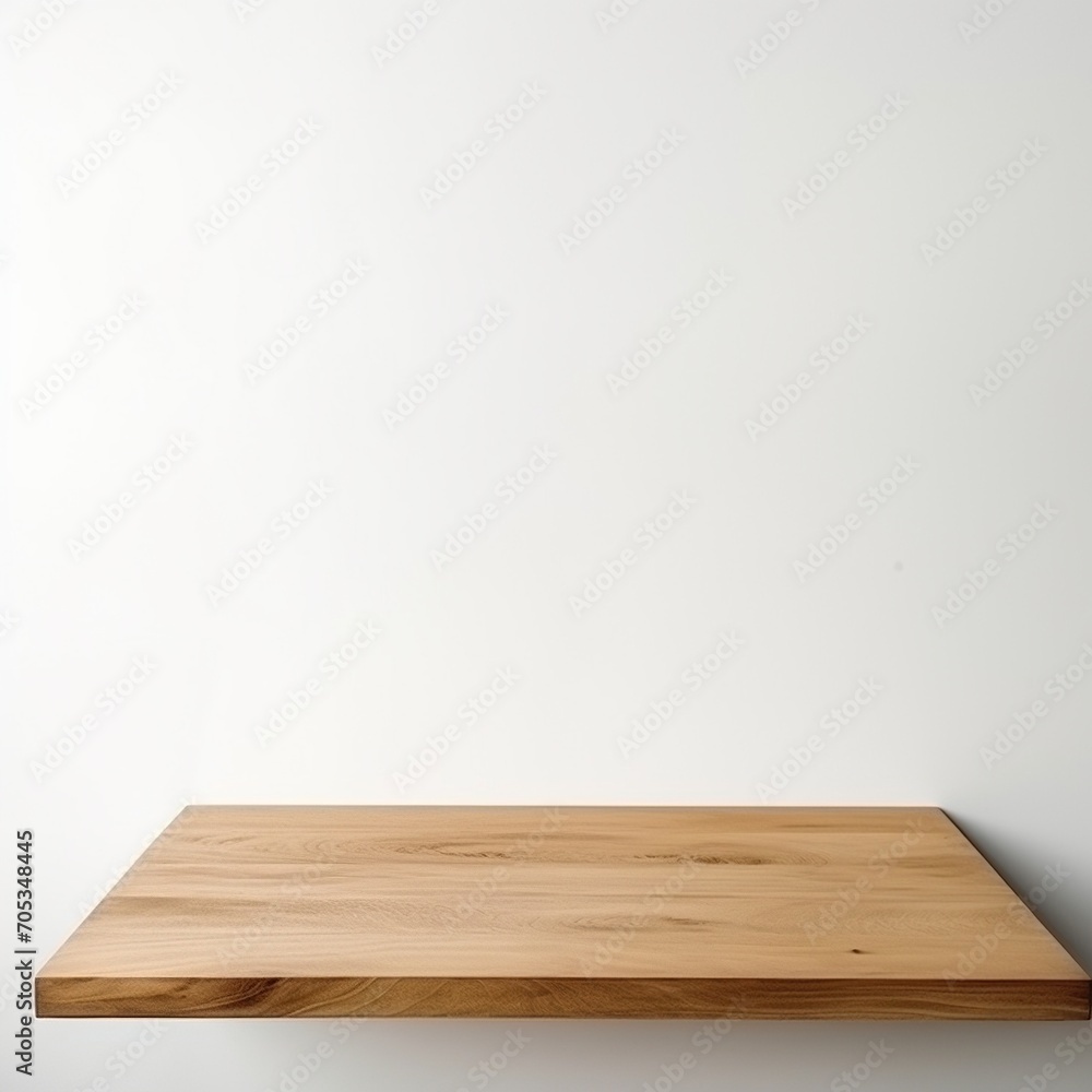 Single wooden shelf on a white background Single wooden shelf on a white background
