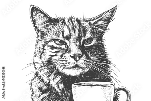 Cool Cat Vibes: Feline Fashionista with Coffee on the Go