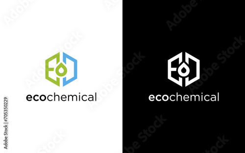 Letter E water drop chemical logo icon design template elements