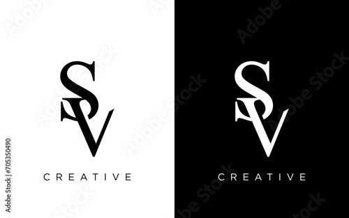 Letter SV or initial SV monogram logo design vector