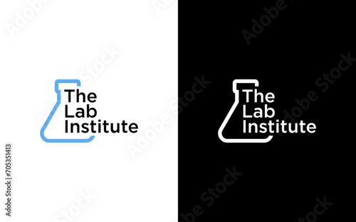 Lab logo letter icon vector isolated design with laboratory glass and alchemist process