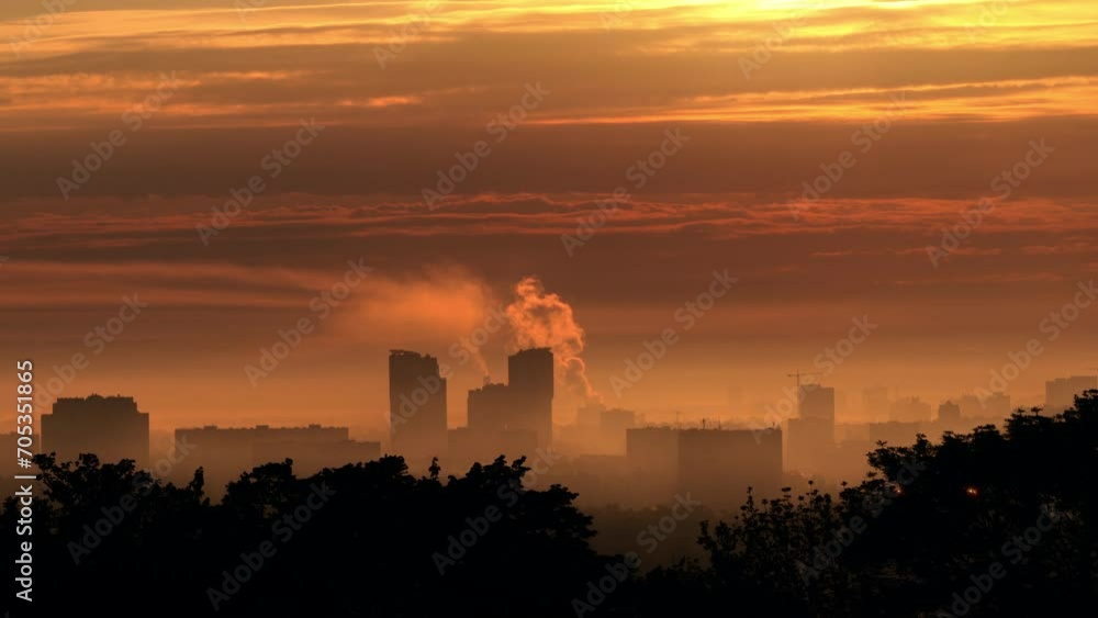 Air polution smoke from a factory, timelapse during sunset in Kyiv Ukraine Air polution smoke from a factory, timelapse during sunset in Kyiv Ukraine