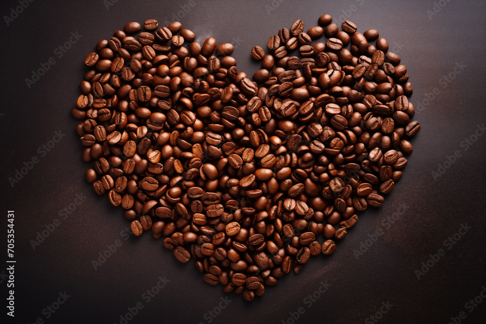 Heart Shape Made of Roasted Coffee Beans Heart Shape Made of Roasted Coffee Beans