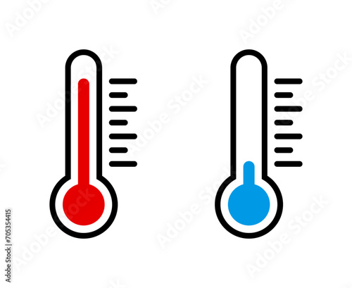 High and low temperature thermometer icons photo
