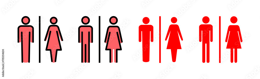 Toilet icon set illustration. Girls and boys restrooms sign and symbol. bathroom sign. wc, lavatory Toilet icon set illustration. Girls and boys restrooms sign and symbol. bathroom sign. wc, lavatory