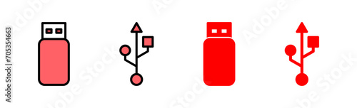 Usb icon set illustration. Flash disk sign and symbol. flash drive sign.