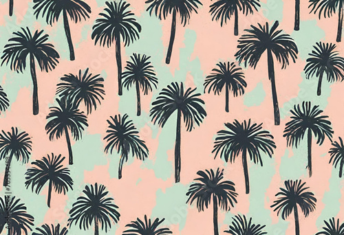 seamless background with palm trees, summer coconut
