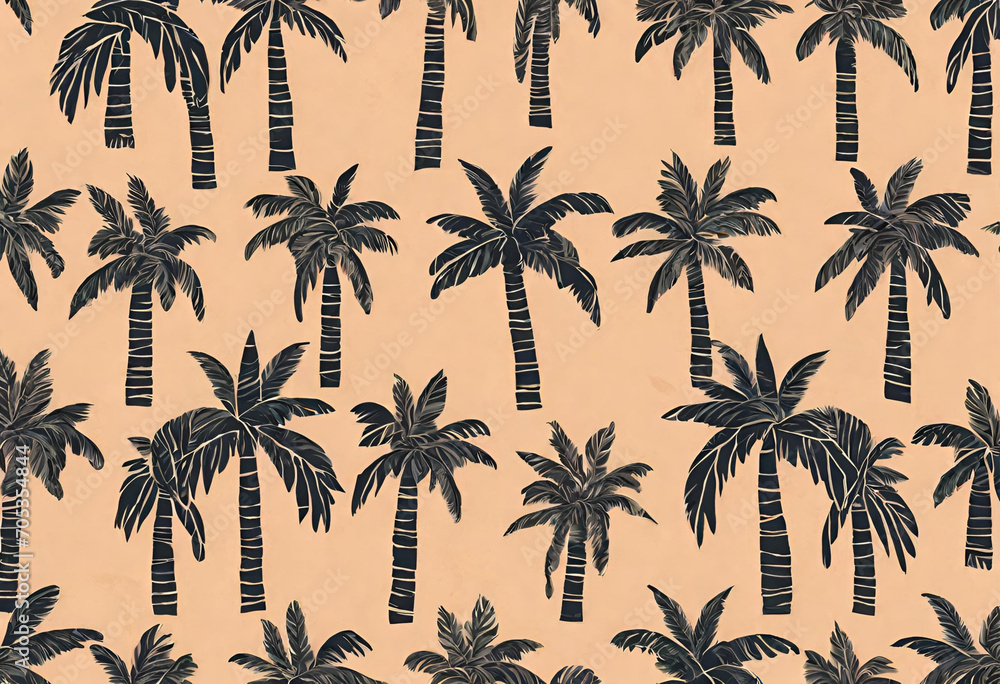 seamless background with palm trees, summer coconut