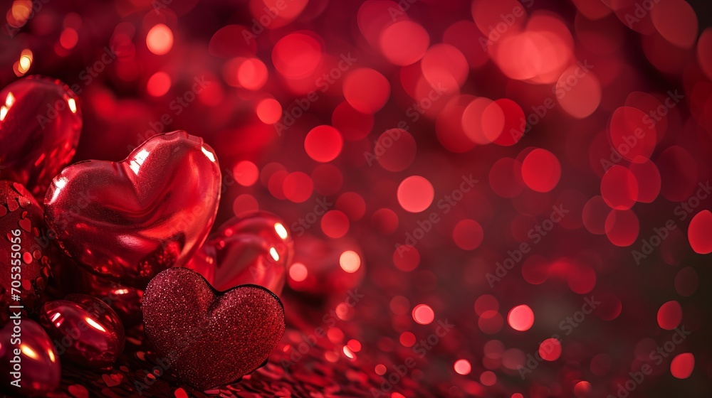 Valentines day background, heart shaped balloons, with space for text