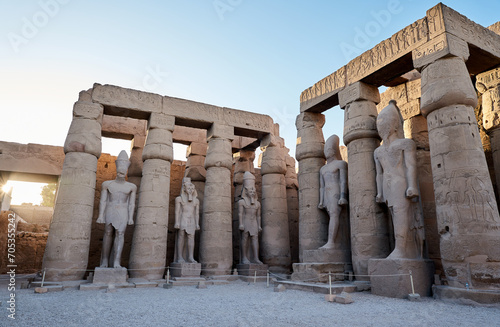 Luxor Temple in Luxor, ancient Thebes, Egypt. Luxor Temple is a large Ancient Egyptian temple complex located on the east bank of the Nile River